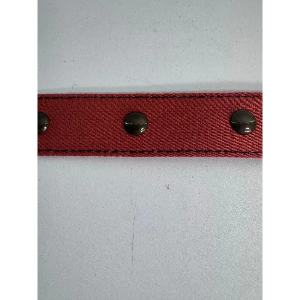 Vintage J. CREW Riveted Canvas Red/Orange Belt S/M Made USA - Picture 6 of 8